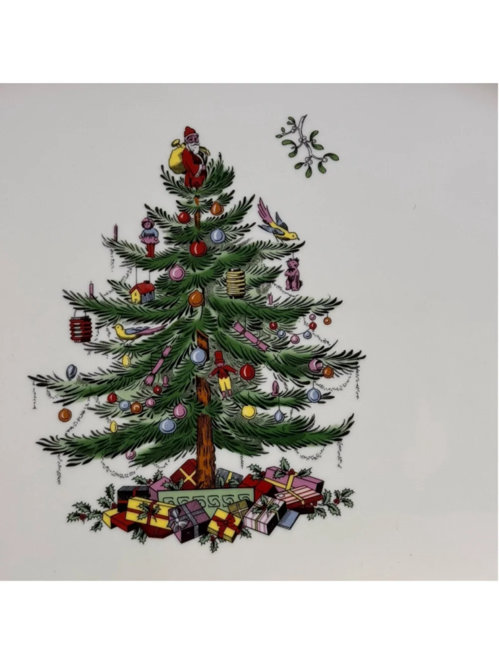 New Spode Christmas Tree Fine Porcelain Sculpted Platter Extra Large 19.5”x 15”